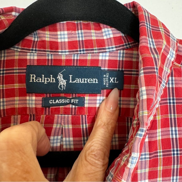 RALPH LAUREN Men's Classic Fit Plaid -100% Cotton Shirt - Size XL - Picture 5 of 7